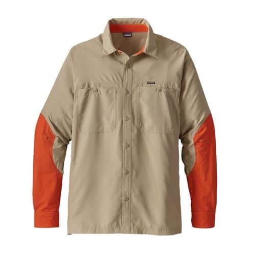 Patagonia Men's Lightweight Field Shirt El Cap Khaki with Campfire Orange