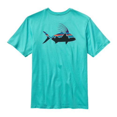 Patagonia Men's Fitz Roy Rooster Cotton T-Shirt Howling Turquoise