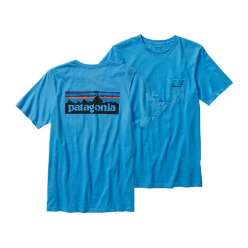 Patagonia Men's P-6 Logo Cotton Pocket T-Shirt Skipper Blue