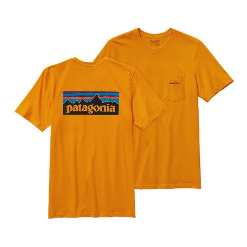 Patagonia Men's P-6 Logo Cotton Pocket T-Shirt Sporty Orange