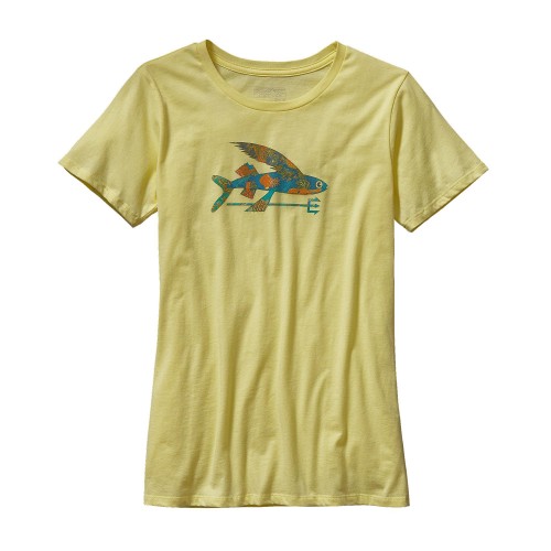 Patagonia Women's Isle Wild Flying Fish Cotton Crew T-Shirt Lite Blazing Yellow