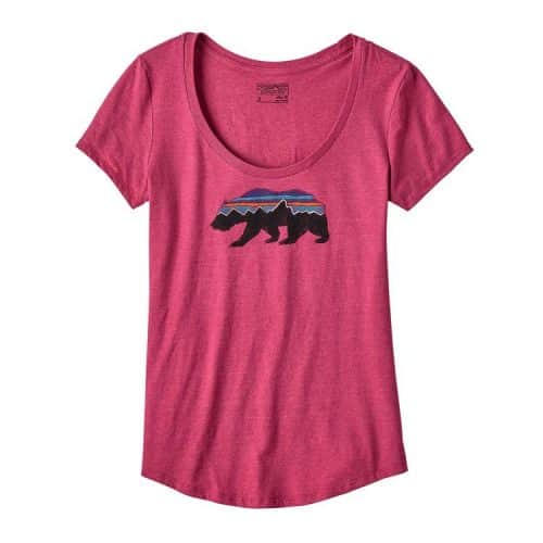Patagonia Women's Fitz Roy Bear Cotton Poly Scoop T-Shirt Craft Pink