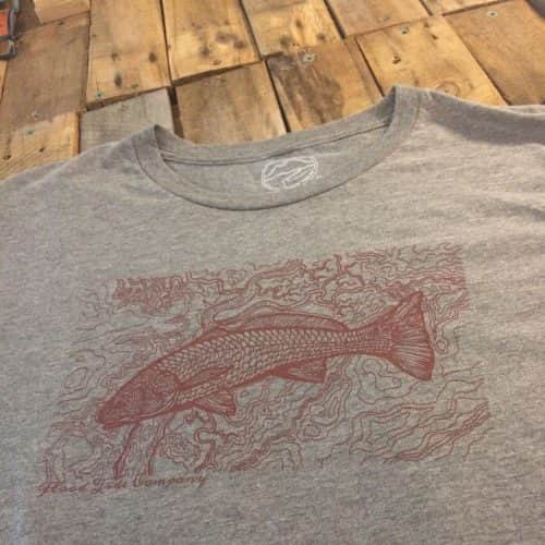 Flood Tide Co Redfish Topo LS Triblend Tee Close Up