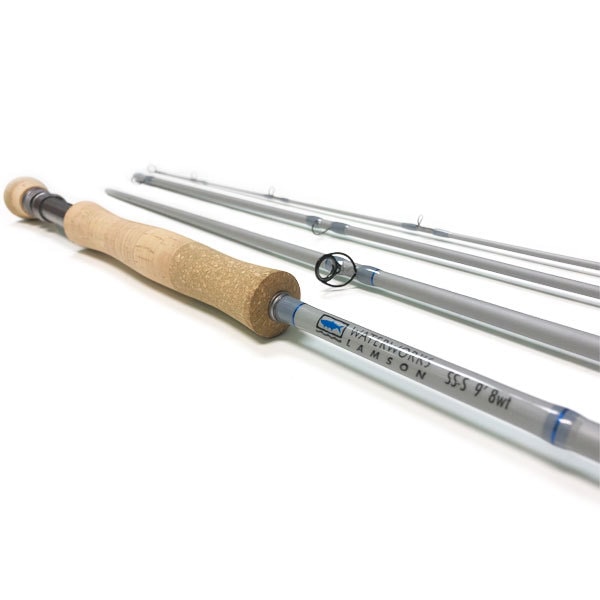 Waterworks-Lamson standard seat fly rod in gray on a white background