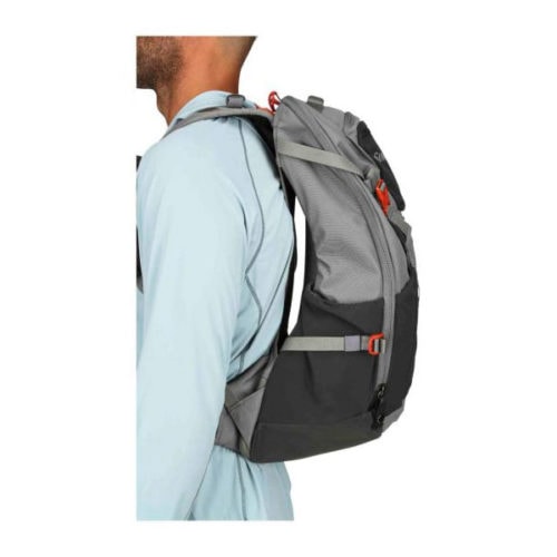 Simms Freestone Fishing Backpack worn for size